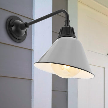 Croydon 9.63"  Farmhouse Industrial Indoor/Outdoor Iron LED Gooseneck Arm Outdoor Sconce